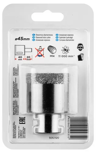 GRAPHITE Körkivágó, gyémántos 45mm x M14 (55H312)