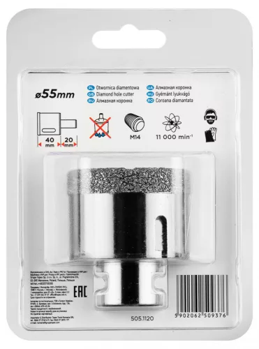 GRAPHITE Körkivágó, gyémántos 55mm x M14 (55H313)