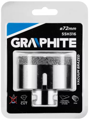 GRAPHITE Körkivágó, gyémántos 72mm x M14 (55H316)