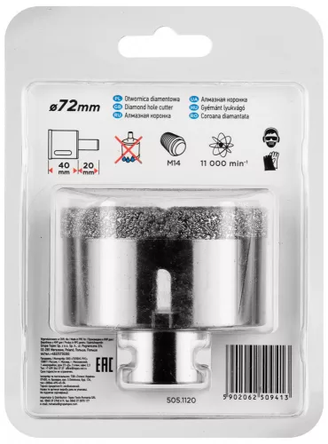 GRAPHITE Körkivágó, gyémántos 72mm x M14 (55H316)