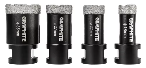GRAPHITE Körkivágó készlet, gyémántos, M14, 18,22,27,35mm (55H318)