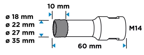 GRAPHITE Körkivágó készlet, gyémántos, M14, 18,22,27,35mm (55H318)