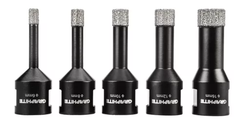GRAPHITE Körkivágó készlet, gyémántos, M14, 6,8,10,12,16mm (55H319)