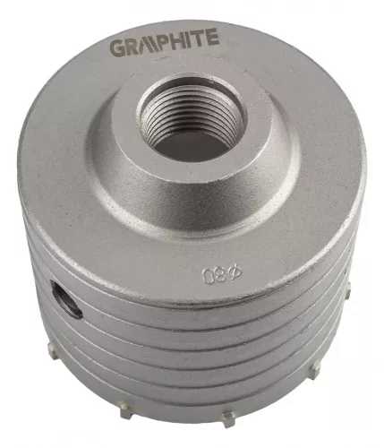GRAPHITE Koronafúró, körkivágó, 80 mm, SDS PLUS szárral és központfúróval (55H322)