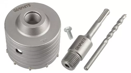 GRAPHITE Koronafúró, körkivágó, 85 mm, SDS PLUS szárral és központfúróval (55H323)