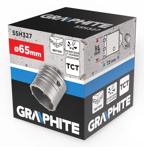 GRAPHITE Koronafúró, körkivágó, 65 mm, M22 (55H327)