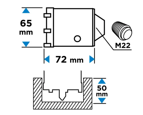 GRAPHITE Koronafúró, körkivágó, 65 mm, M22 (55H327)