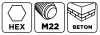 GRAPHITE Koronafúró, körkivágó adapter, hatszög szárral, központfúróval, M22, 200mm (55H330)