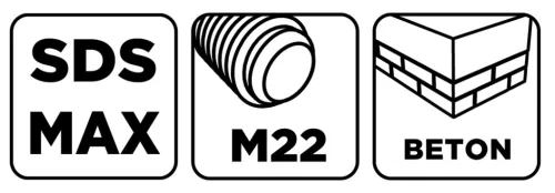 GRAPHITE Koronafúró, körkivágó adapter, SDS Max szárral, központfúróval, M22, 190mm (55H332)