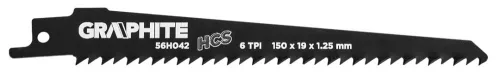 GRAPHITE Orrfűrészlapok, HCS, 150x19x1.25mm, 6TPI, set, 2db. (56H042)