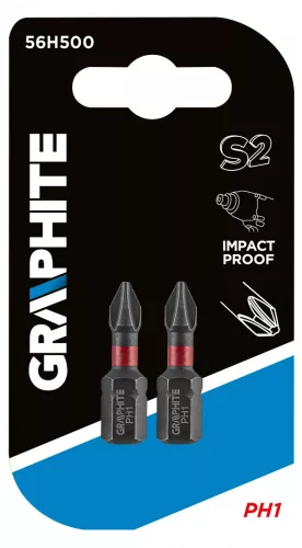 GRAPHITE Torziós ütvecsavarozó bit PH1x25mm, 2db. (56H500)