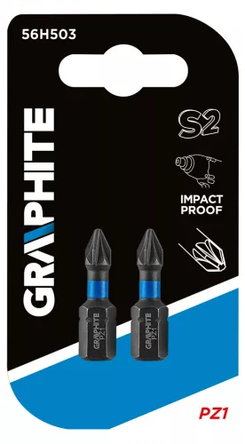 GRAPHITE Torziós ütvecsavarozó bit PZ1x25mm, 2db. (56H503)