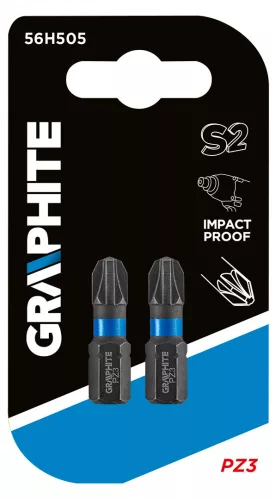 GRAPHITE Torziós ütvecsavarozó bit PZ3x25mm, 2db. (56H505)