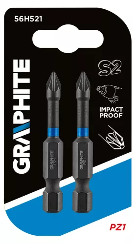 GRAPHITE Torziós ütvecsavarozó bit PZ1x50mm, 2db. (56H521)