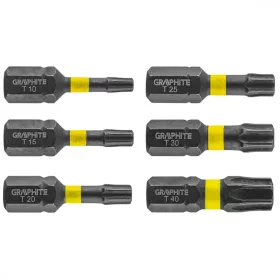   GRAPHITE Torziós ütvecsavarozó bit TX10/15/20/25/30/40x25mm, 6db. (56H541)