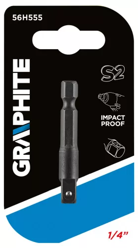 GRAPHITE Adapter csavarbehajtókhoz 1/4”- hatlapú 1/4” négyszög (56H555)