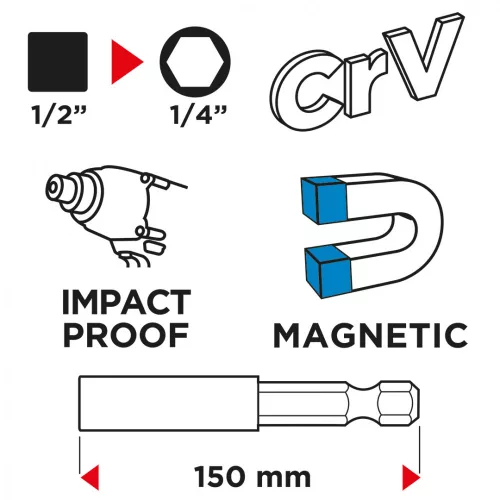 GRAPHITE Behajtószár ütvecsavarozó bitekhez 150mm (56H558)