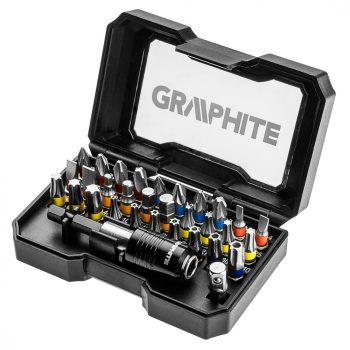   GRAPHITE Csavarhúzó bitkészlet, 32db, bitek 25mm - 30db, adapter 1/4" - 1db, mágneses bittartó - 1db (56H608)