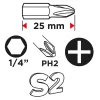 GRAPHITE Csavarhúzó bitkészlet PH2 x 25mm, 100db (56H626)