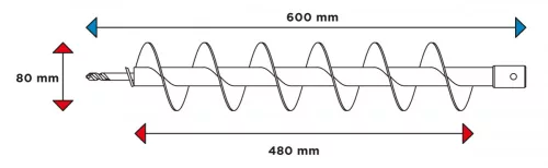 GRAPHITE Földfúró szár, M14 80 x 600mm, pl.58G084-hez (56H780)