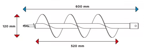 GRAPHITE Földfúró szár, M14 120 x 600mm, pl.58G084-hez (56H781)