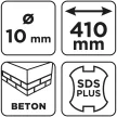 GRAPHITE Betonfúró SDS PLUS, 2 élű, dupla spirálos, 10x410mm (56T120)