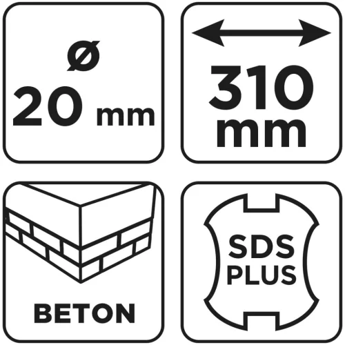 GRAPHITE Betonfúró SDS PLUS, 2 élű, dupla spirálos, 20x310mm (56T152)