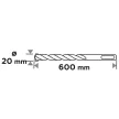 GRAPHITE Betonfúró SDS PLUS, 2 élű, dupla spirálos, 20x600mm (56T154)
