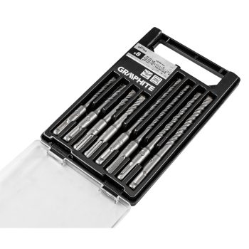   GRAPHITE Betonfúró készlet, SDS PLUS, 2 élű, dupla spirálos, 5-10mm 8db-os (56T168)