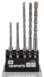 GRAPHITE Betonfúró készlet, SDS PLUS, 2 élű, dupla spirálos, 5-10mm 5db-os (56T169)