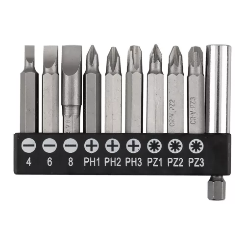 GRAPHITE Csavarhúzó bitkészlet mágneses szárral 50mm, 10db (56T512)