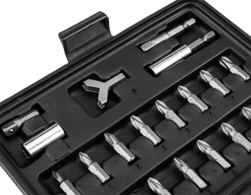 GRAPHITE Csavarhúzó bitkészlet mágneses szárral műanyag tokban 100db (56T515)