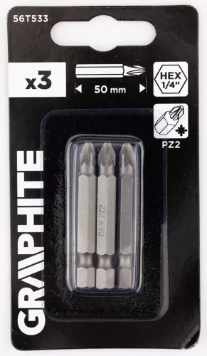 GRAPHITE Csavarhúzó bit PZ2, 50mm, 3db (56T533)