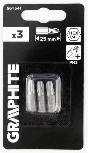 GRAPHITE Csavarhúzó bit PH3, 25mm, 3db (56T541)