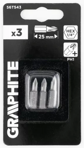 GRAPHITE Csavarhúzó bit PH1, 25mm, 3db (56T543)
