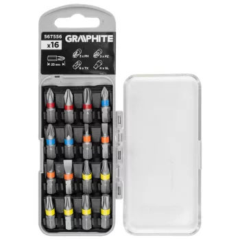   GRAPHITE Csavarhúzó bitkészlet 25/50mm, műanyag tokban, 16db (56T556)