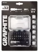 GRAPHITE Csavarhúzó bitkészlet 25mm, mágneses szárral műanyag tokban, 32db (56T557)
