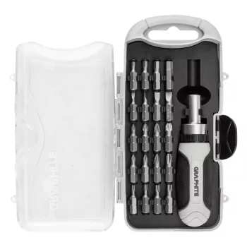   GRAPHITE Bitfejes csavarhúzó készlet 115mm-es racsnis szárral, műanyag tokban, 21db (56T560)