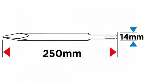 GRAPHITE Hegyesvéső SDS Plus, önélező, 14x250 mm (57H553)