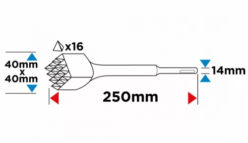 GRAPHITE Stokkolófej, véső SDS Plus 40x40 mm, 16T (57H573)