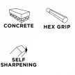 GRAPHITE Hegyesvéső, hatlapú, önélező17x280 mm (57H574)