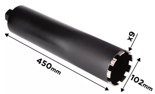 GRAPHITE Gyémánt magfúró korona, 102x450mm, 9 szegmenses, 58G540 géphez (57H862)