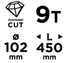 GRAPHITE Gyémánt magfúró korona, 102x450mm, 9 szegmenses, 58G540 géphez (57H862)