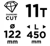 GRAPHITE Gyémánt magfúró korona, 122x450mm, 11 szegmenses, 58G540 géphez (57H864)
