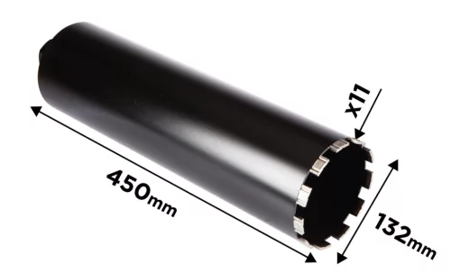 GRAPHITE Gyémánt magfúró korona, 132x450mm, 11 szegmenses, 58G540 géphez (57H867)