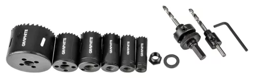GRAPHITE Körkivágó készlet, bi-metál, HSS Co 8%, 19,25,30,35,40,68mm (57H921)
