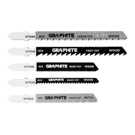   GRAPHITE Dekopírfűrészlap készlet, T-befogó, HCS, fém-fa-rétegelt lemez, 5db (57T540)