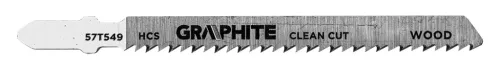 GRAPHITE Dekopírfűrészlap készlet, T-befogó, HCS, 6TPI/10TPI, 74/100mm, fa-rétegelt lemez, 5db (57T551)