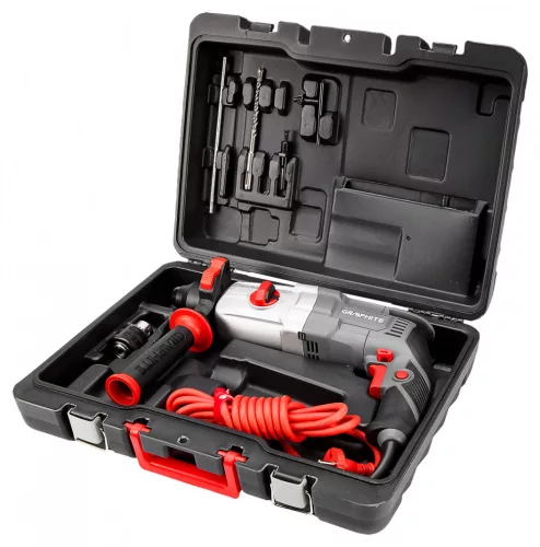 GRAPHITE Fúrókalapács vésőfunkcióval, 710W, 2,6 J, SDS PLUS, Koffer (58G537)