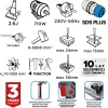 GRAPHITE Fúrókalapács vésőfunkcióval, 710W, 2,6 J, SDS PLUS, Koffer (58G537)